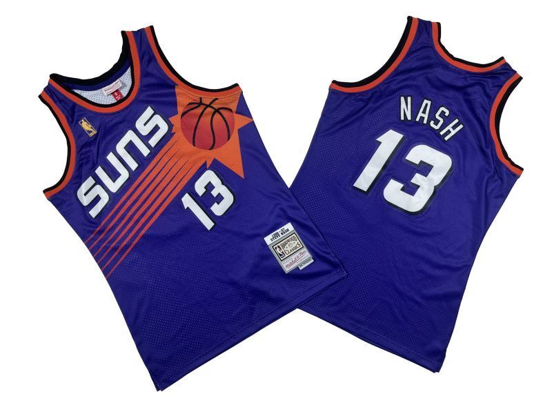 Phoenix Suns #13 Steve Nash Suns 13 # Purple 96-97 Season Mitchell Retro Jersey Style 1