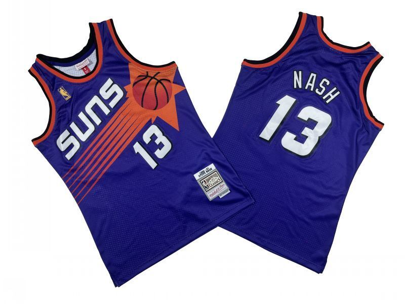 Phoenix Suns #13 Steve Nash Suns 13 # Purple 96-97 Season Mitchell Retro Jersey Style 2