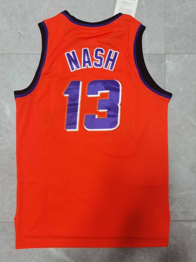 Phoenix Suns #13 Steve Nash Suns Team 13 # Orange Red Retro Jersey Style 1