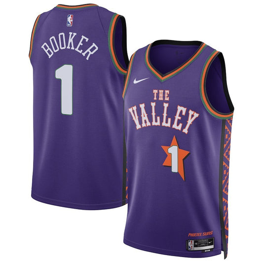 Phoenix Suns #1 Devin Booker Unisex 202425 Swingman Player Jersey - City Edition - Purple