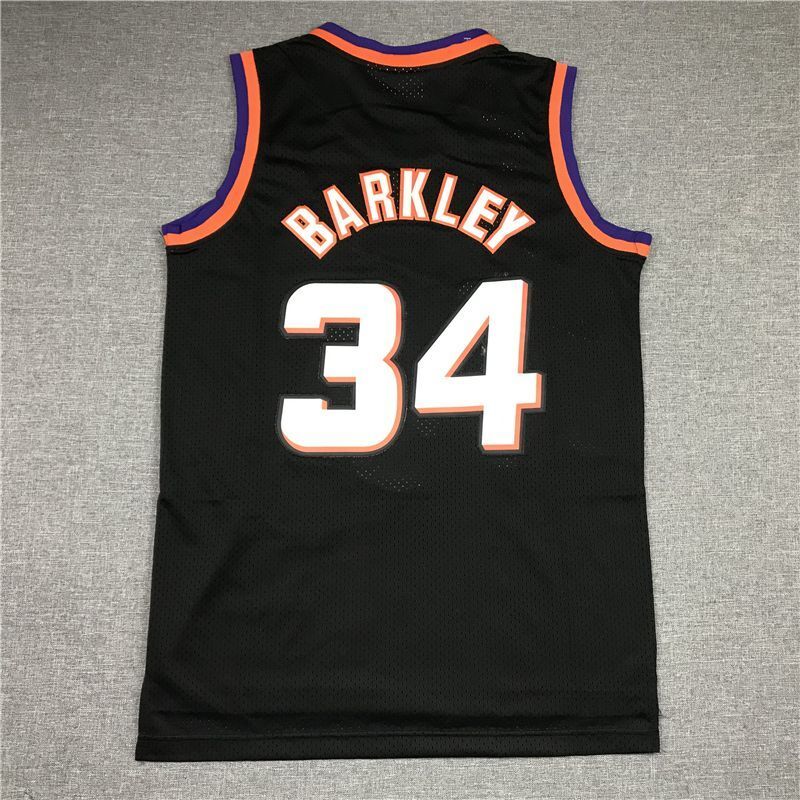 Phoenix Suns #34 Charles Barkley Suns 34 Black Gold Logo Style 2
