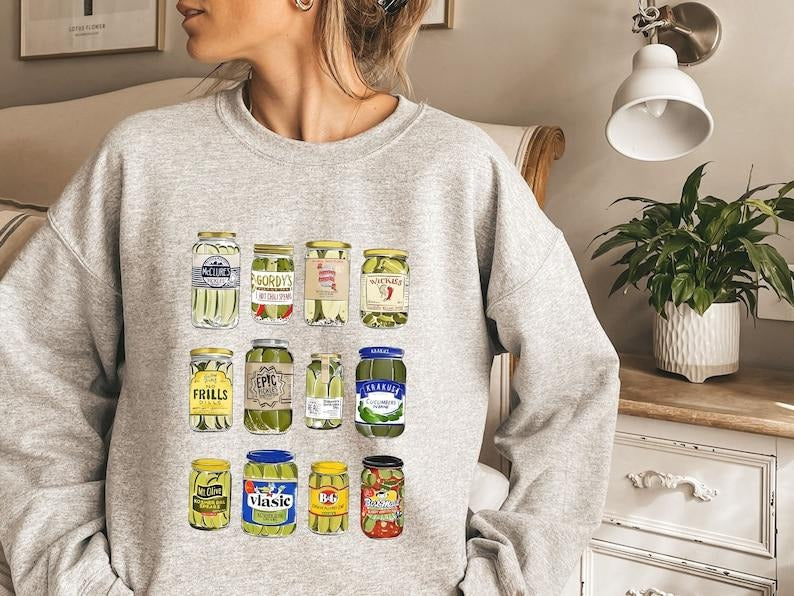 Pickle jars sweatshirt, Vintage Canned Pickles Sweatshirt, Pickle shirt, Pickle Crewneck Sweatshirt, Pickle Lovers Hoodie...