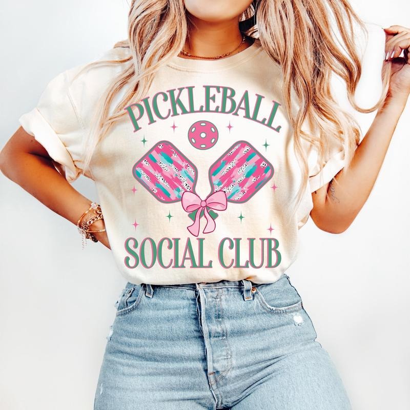 Pickleball T-Shirt, Brushstroke Pickleball T-Shirt, Pickleball T-Shirt, Preppy T-Shirt, Pickleball Social Club T-Shirt,...