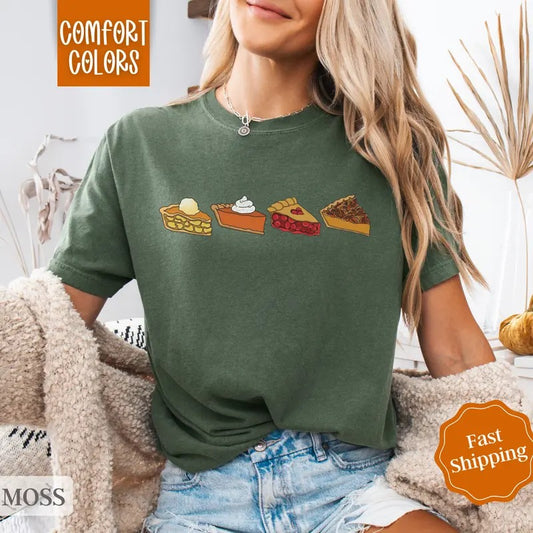 Pie Shirt Comfort Colors, Thanksgiving Shirt, Fall Womenswear Oversized Crewneck Hoodie, Sweatshirt | WearSparks.com