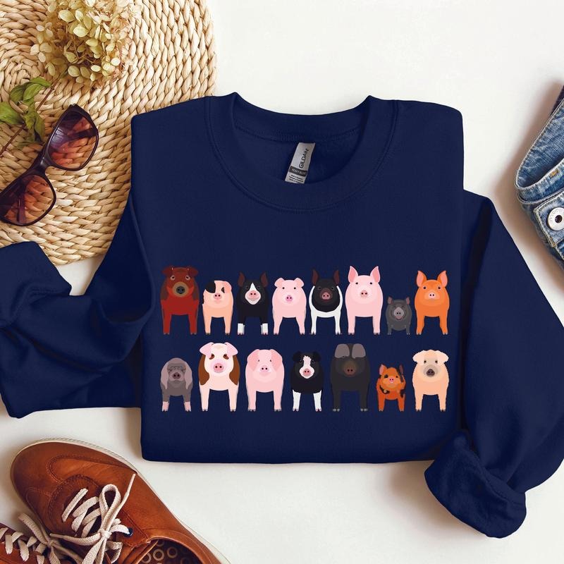 Pig Breeds Farm Animal Lover Sweatshirt T-Shirts, Hoodie | WearSparks.com