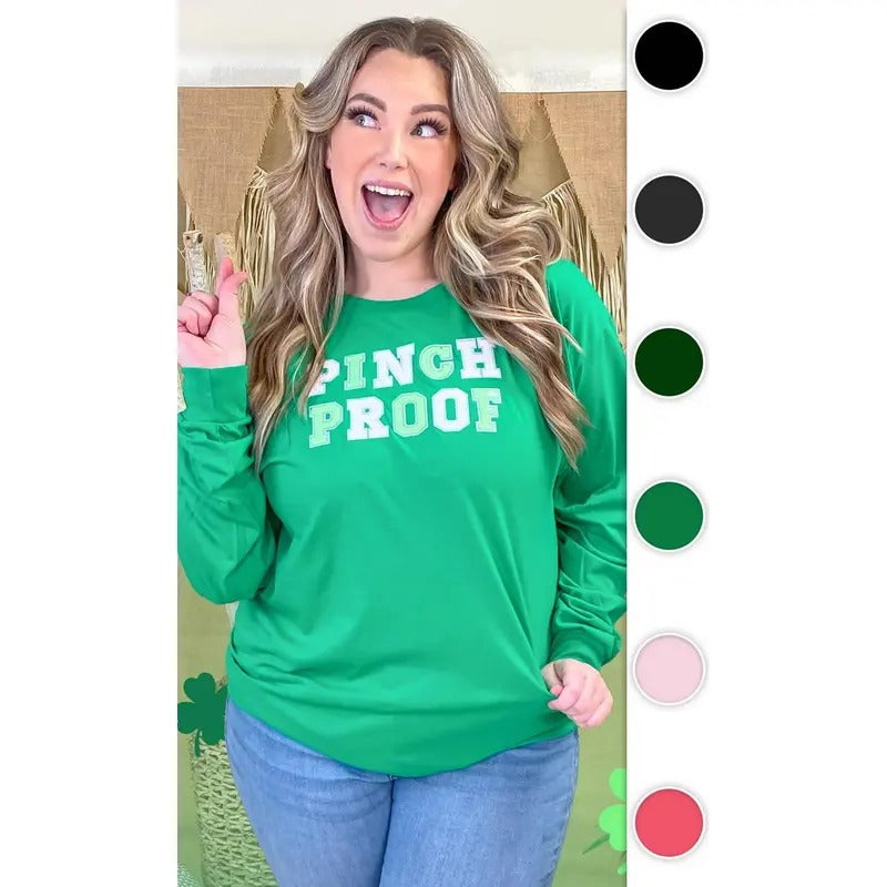Pinch Proof St Patricks Day Sequin Graphic Long Sleeve Shirt Hoodie, Sweatshirt | WearSparks.com