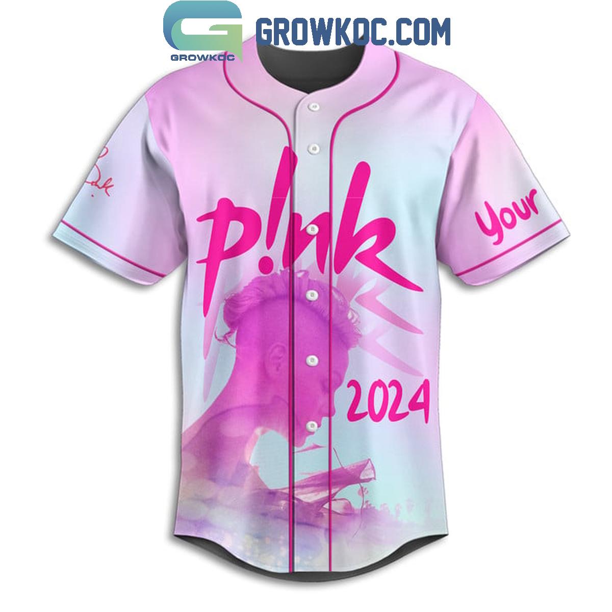 Pink 2024 Beautiful Trauma Personalized Baseball Jersey