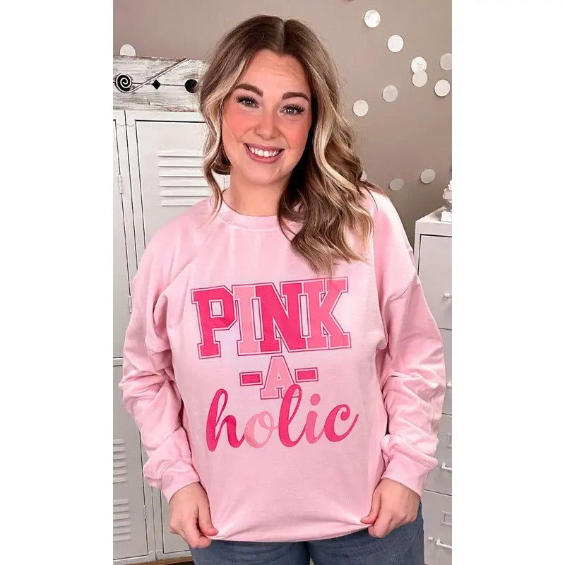 Pink-A-Holic Graphic Long Sleeve T-Shirt Hoodie, Sweatshirt | WearSparks.com
