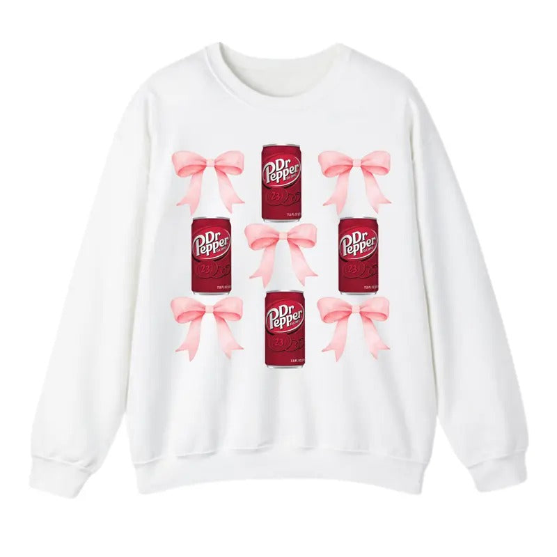 Pink Bow Coquette Dr. Pepper Sweatshirt, Cute Pink Soda Drink Sweatshirt, Unisex Shirt Hoodie | WearSparks.com