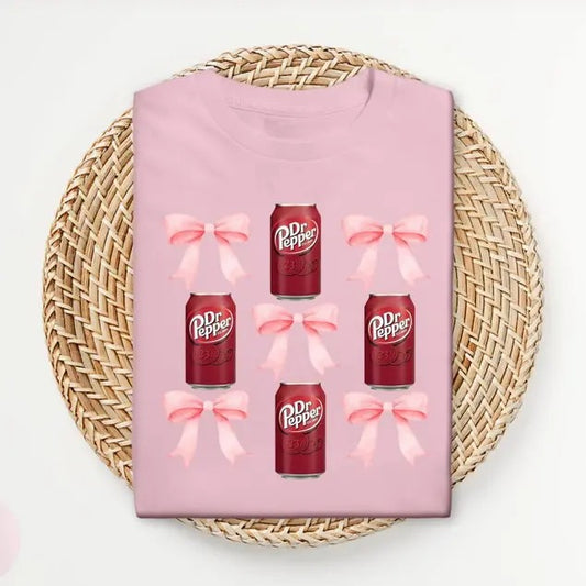 Pink Bow Coquette Dr Pepper tshirt, Cute Pink Soda Drink Shirt, Dr.Pepper T-Shirt, Aesthetic Girly Tee Hoodie, Sweatshirt