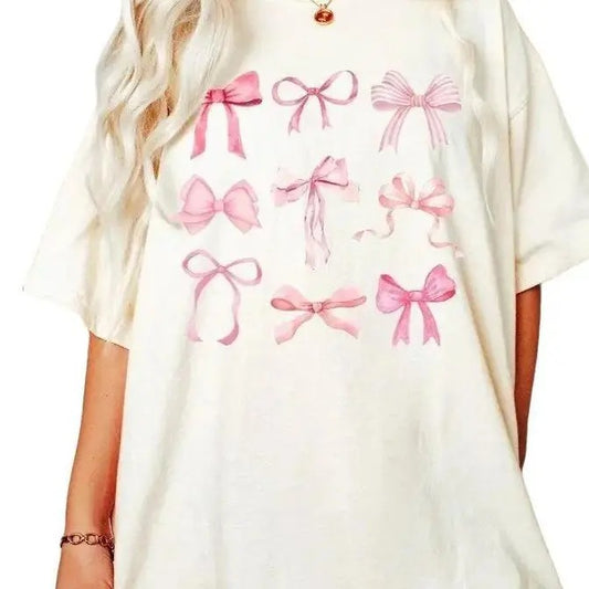 Pink Bow Shirt, Coquette Bows T-shirt, Girlie Girl, Coquette Aesthetic, Bow Collage Tshirt, Ribbon Social Club Tee for...