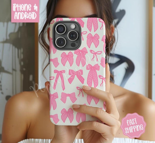 Pink Coquette Bows Phone Case Mag Safe Compatible Magnetic Tough Cases T-Shirts, Hoodie, Sweatshirt | WearSparks.com