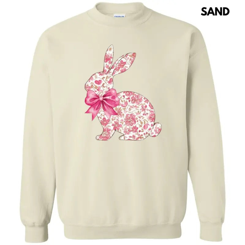 Pink Floral Easter Bunny Sweatshirt T-Shirts, Hoodie | WearSparks.com