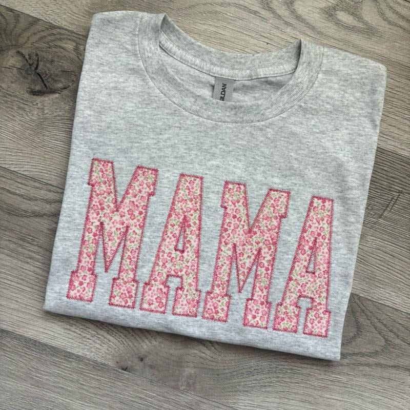 Pink Floral Mama Embroidered Tee Hoodie, Sweatshirt | WearSparks.com