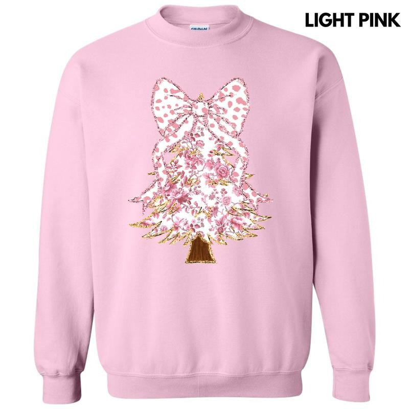 Pink Florals Christmas Tree Sweatshirt 'NLB' T-Shirts, Hoodie | WearSparks.com