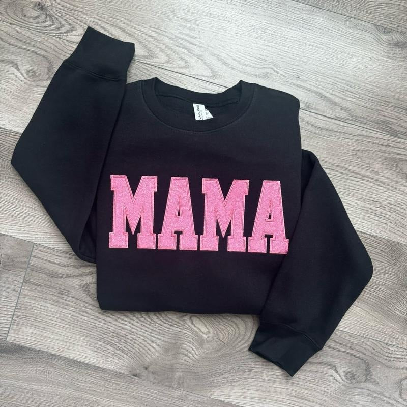 Pink Glitter Mama Crewneck T-Shirts, Hoodie, Sweatshirt | WearSparks.com