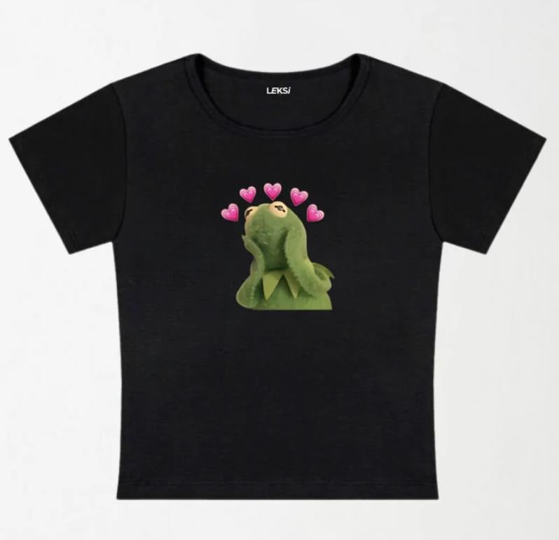 Pink Hearts Frog Y2K Baby Tee  - graphic baby tee - Womenswear Hoodie, Sweatshirt | WearSparks.com