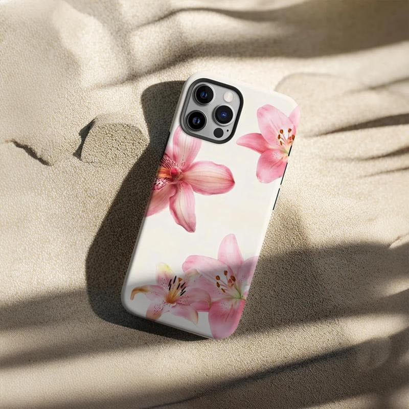 Pink Hibiscus Phone Case, Flower Print Summer Phone Case, Tropical Floral Phone Case for iPhone 11 12 13 14 15 16...