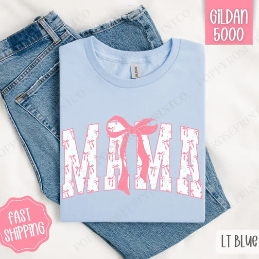 Pink Mama Bow Shirt Gildan, Women's Tee, Cute Women's Tshirt Plus Sizes Hoodie, Sweatshirt | WearSparks.com
