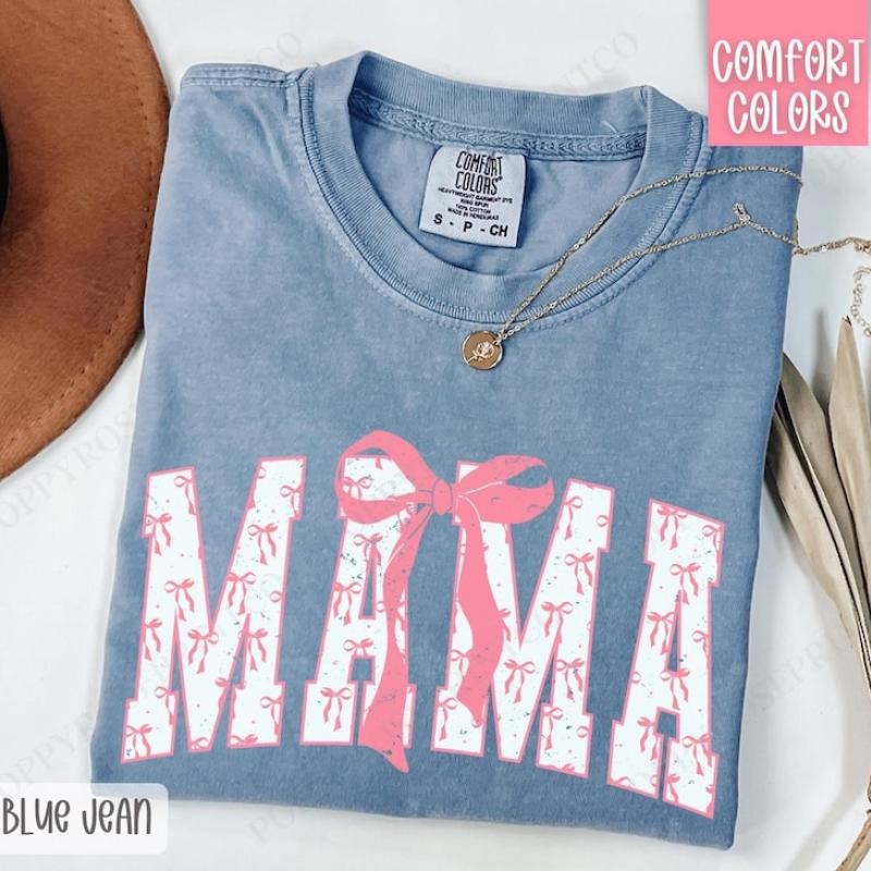 Pink Mama Bow Shirt , Women's Tee, Cute Women's Tshirt, Pink Coquette Mama Tee, Mother's Day Gift, Gift for Mom Hoodie,...