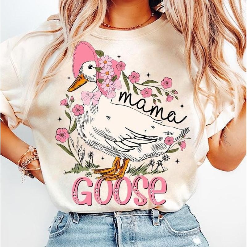 Pink Mama Goose Tshirt Sweatshirt, Coquette Mama Shirt, Goose Lover Shirt, Mothers Day, Silly Goose, Unisex Sweater...
