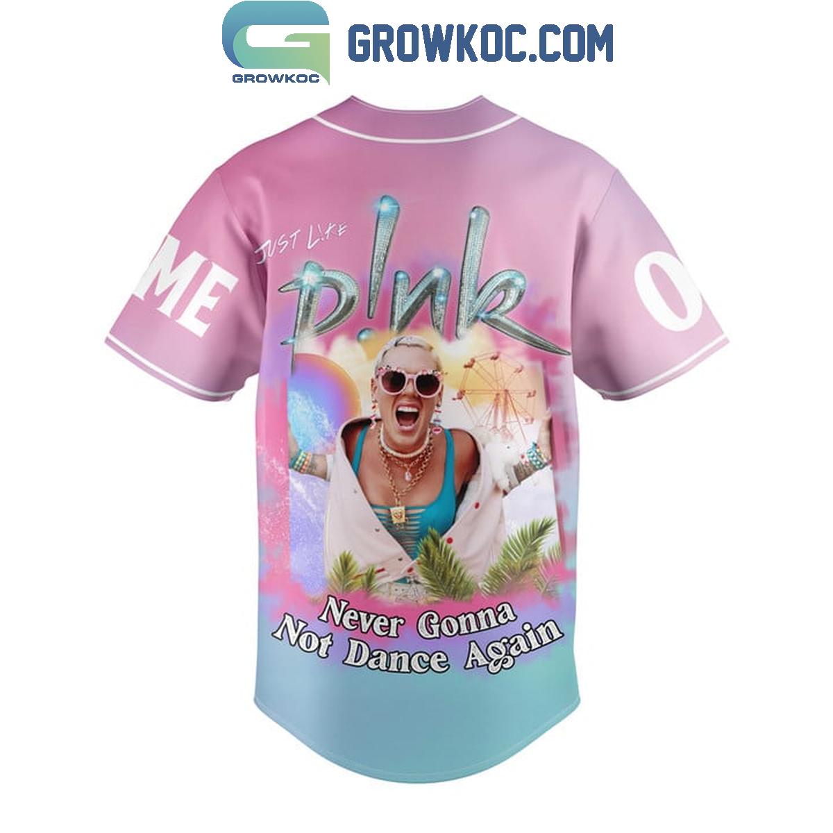 Pink Never Gonna Not Dance Again Personalized Baseball Jersey