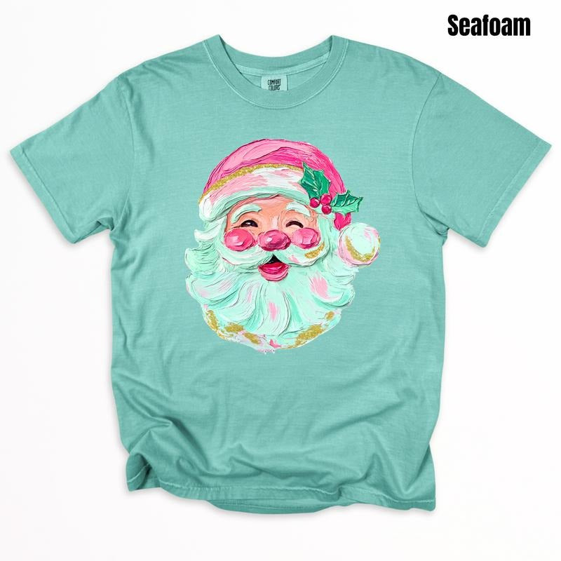 Pink Painted Santa Comfort Colors T-Shirt 'NLB' Hoodie, Sweatshirt | WearSparks.com