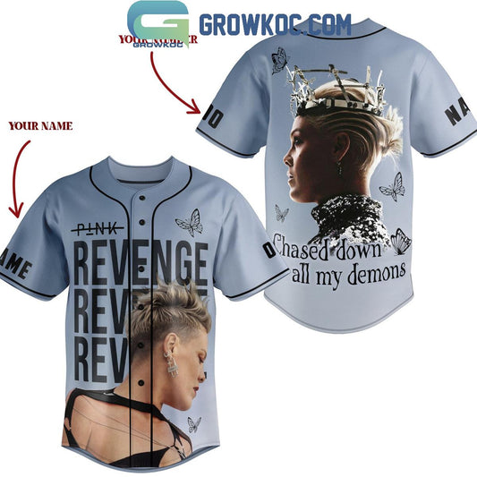 Pink Revenge Chased Down All My Demons Personalized Baseball Jersey