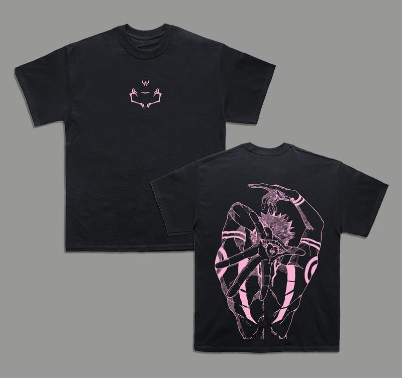 Pink Ryomen Sukuna Jujutsu Kaisen Anime Double Printed T-Shirt Unisex Mineral Anime Manga Heavy Cotton T-shirt, Hoodie,...