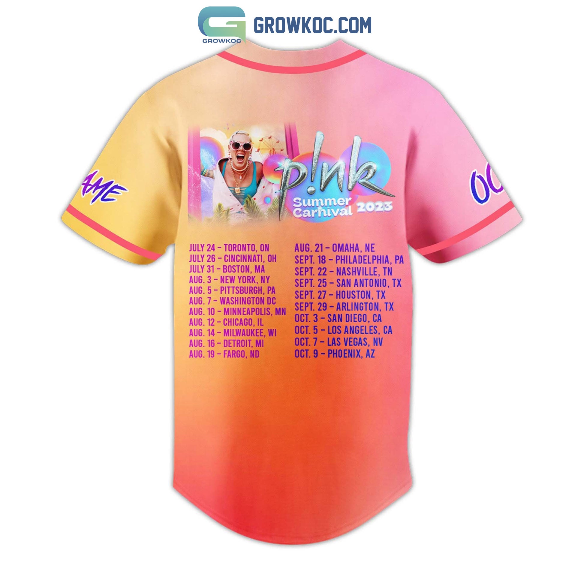 Pink Tour 2023 Summer Carnival Personalized Baseball Jersey
