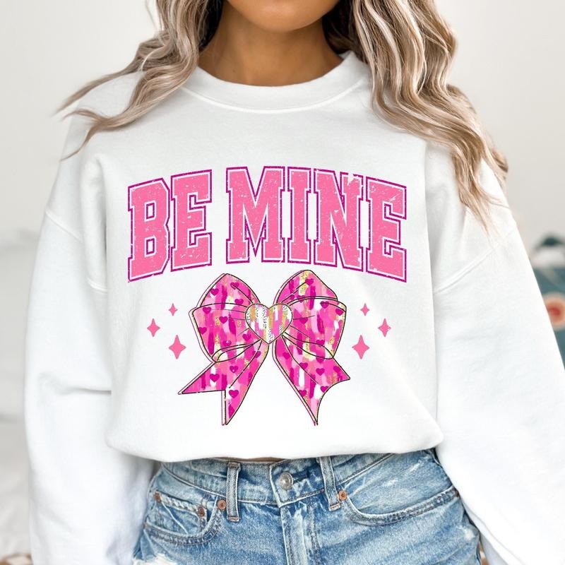 Pink Valentine Coquette Heart Sweatshirt, Be Mine Sweatshirt, Retro Valentine Sweatshirt, Valentines Day Sweatshirt,...