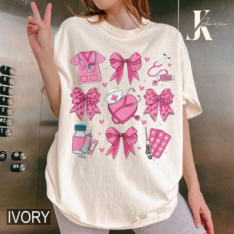 Pink Valentine Nurse Shirt, Valentine Nurse Coquette Tee, Cupids Favorite Nurse Shirt, Nurse Valentines Shirt, Valentines...