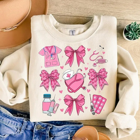 Pink Valentine Nurse Sweatshirt Valentine Nurse Coquette , Cupids Favorite Nurse , Nurse Valentines  , Valentines Day...