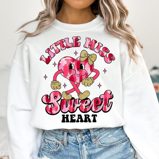 Pink Valentines Heart Sweat, Little Miss Sweetheart Sweat, Girls Valentine Sweat, Brushstroke, Glitter Valentine Coquette...