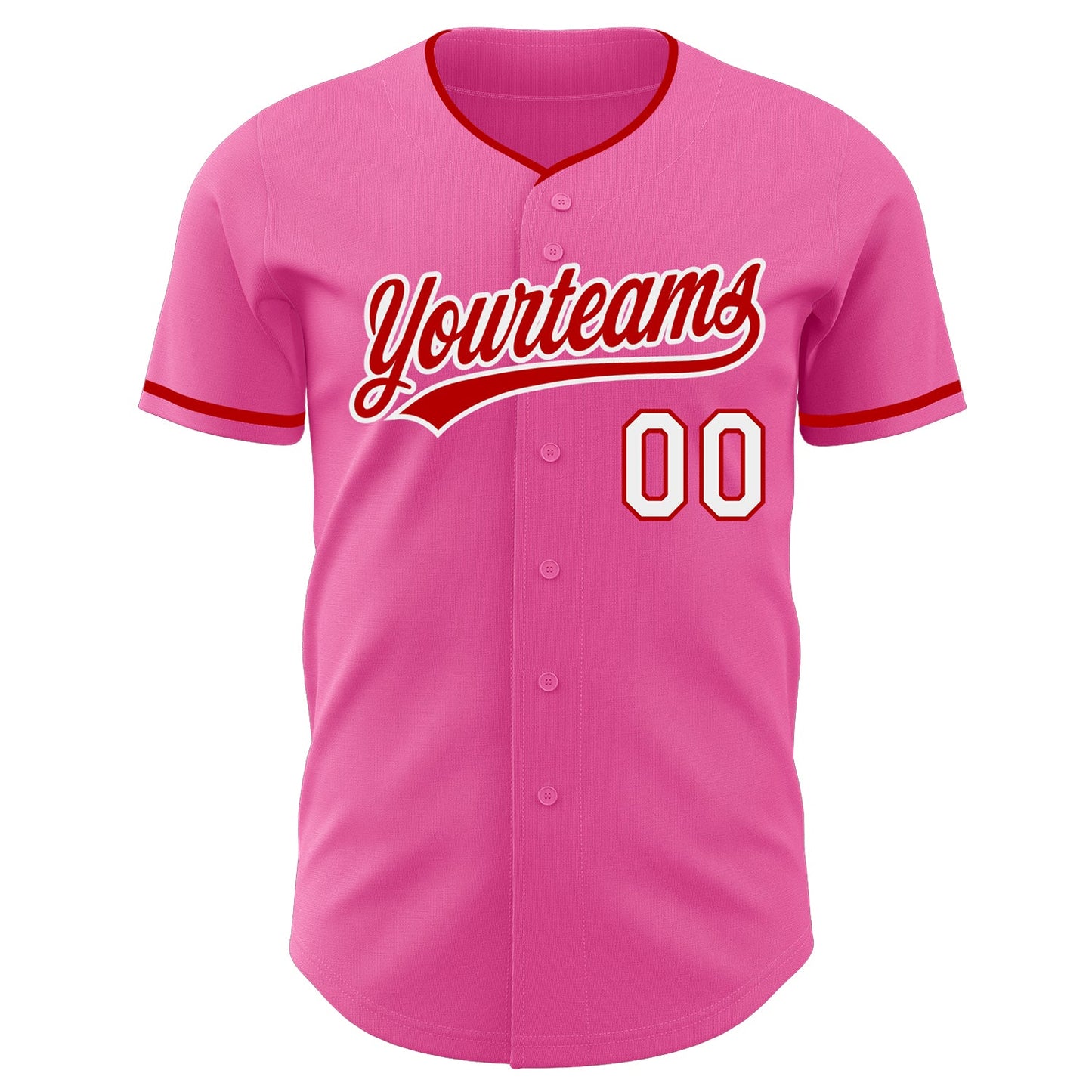 Custom Pink Red-White Authentic Baseball Jersey