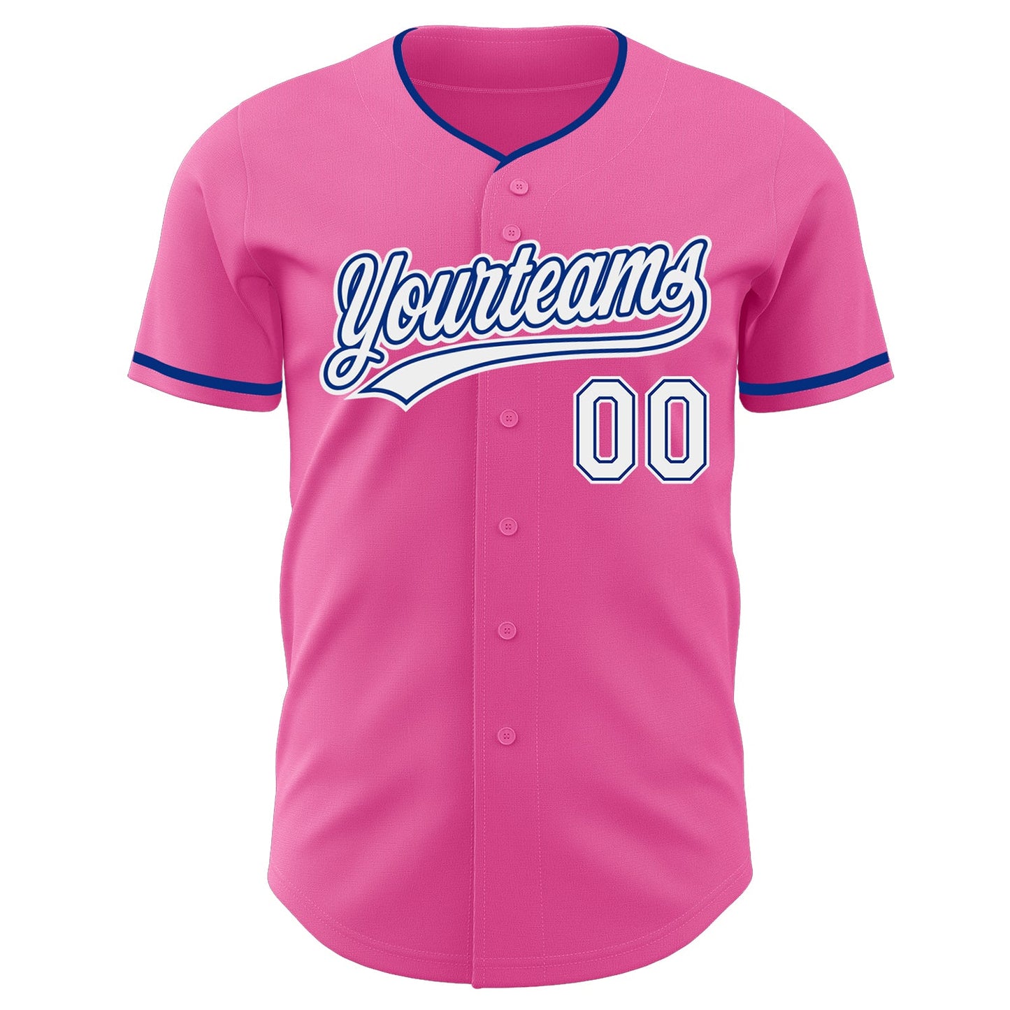Custom Pink White-Royal Authentic Baseball Jersey