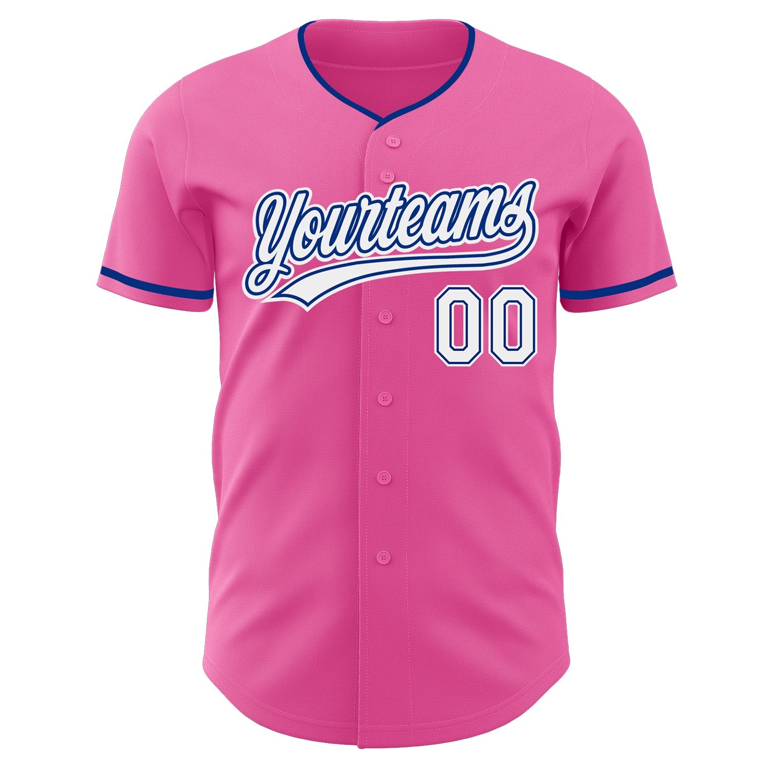Custom Pink White-Royal Authentic Baseball Jersey