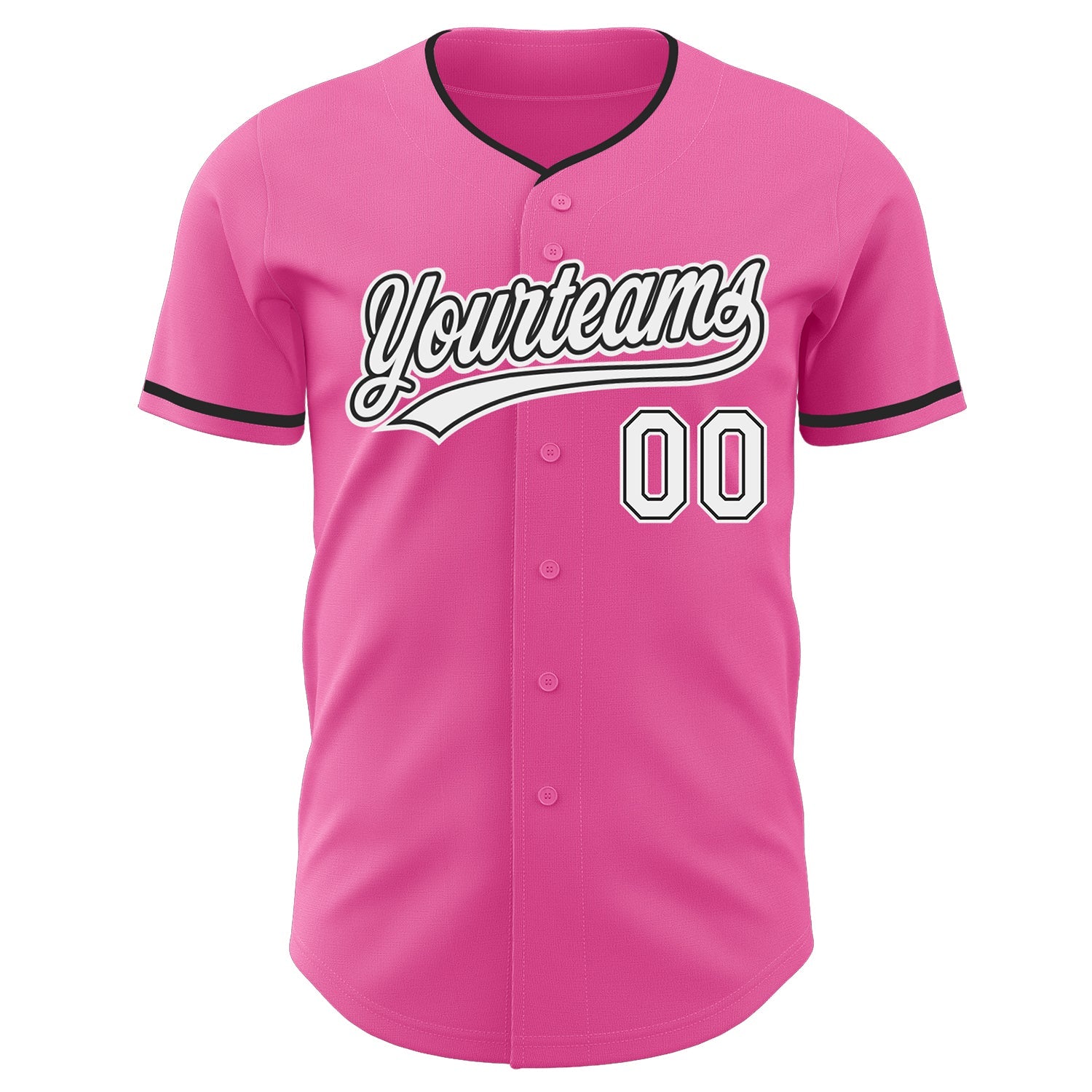 Custom Pink White-Black Authentic Baseball Jersey