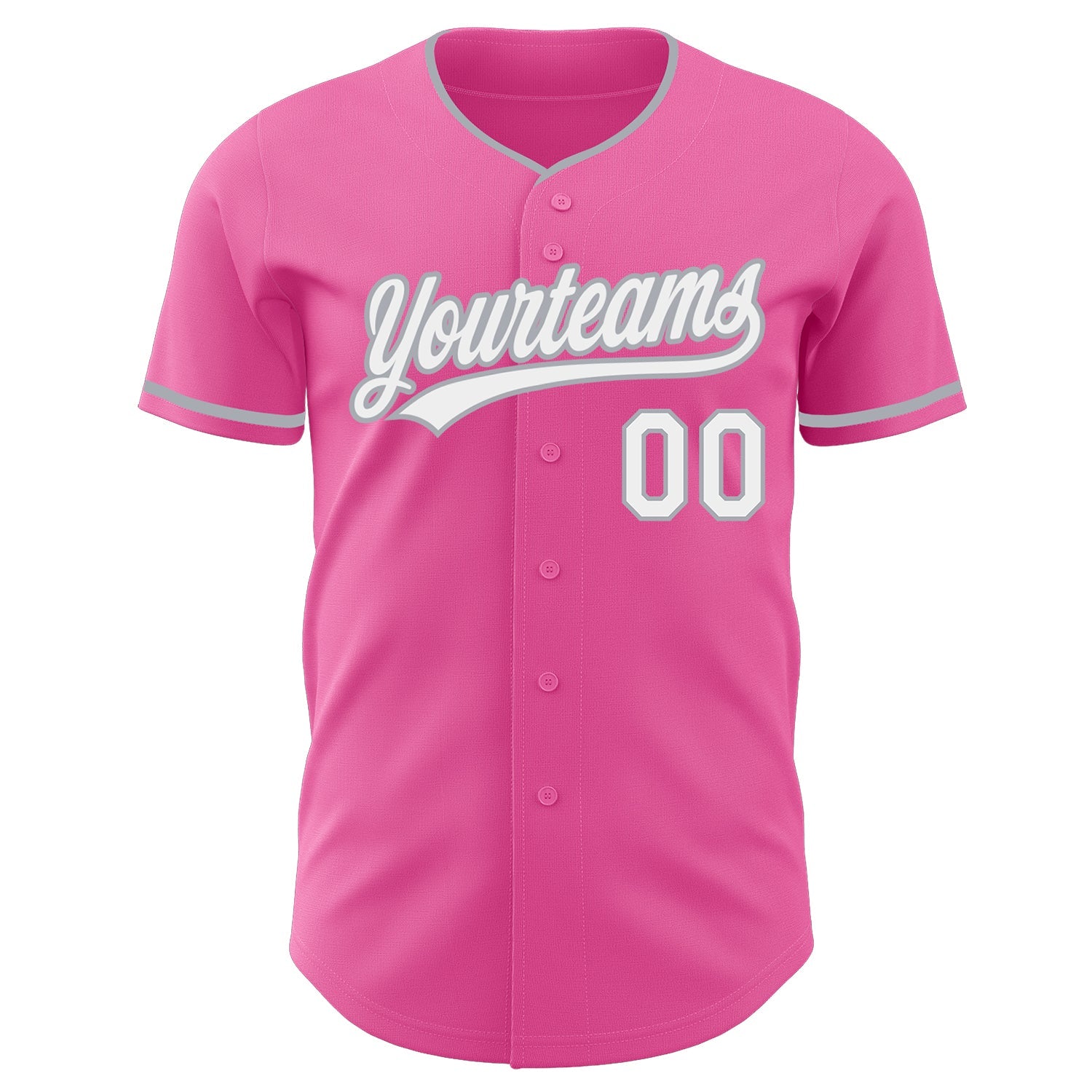 Custom Pink White-Gray Authentic Baseball Jersey