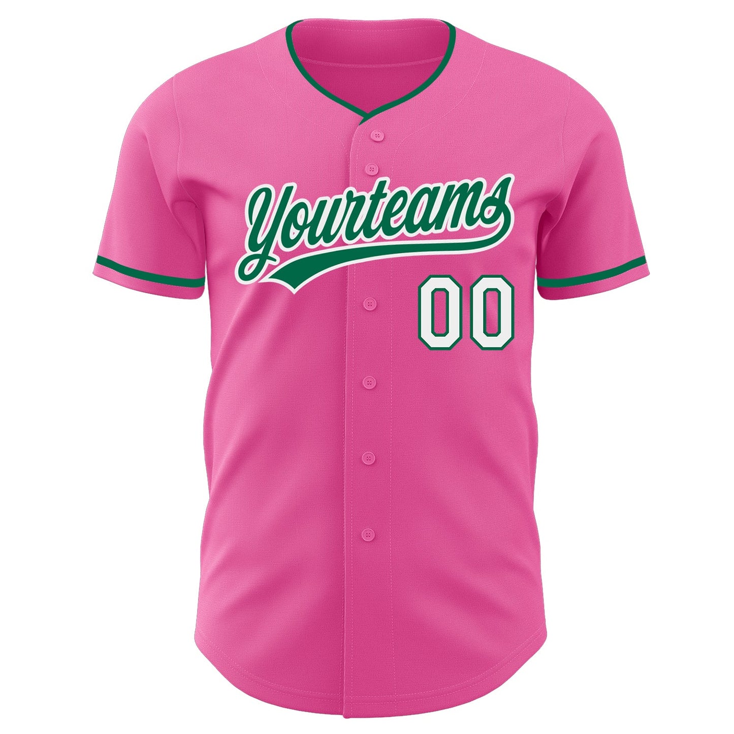 Custom Pink Kelly Green-White Authentic Baseball Jersey