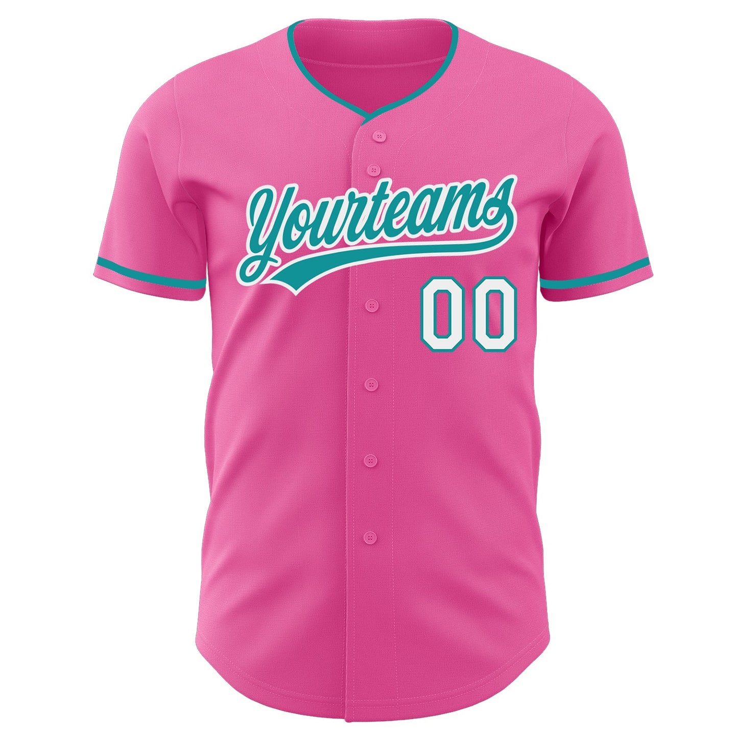 Custom Pink Teal-White Authentic Baseball Jersey