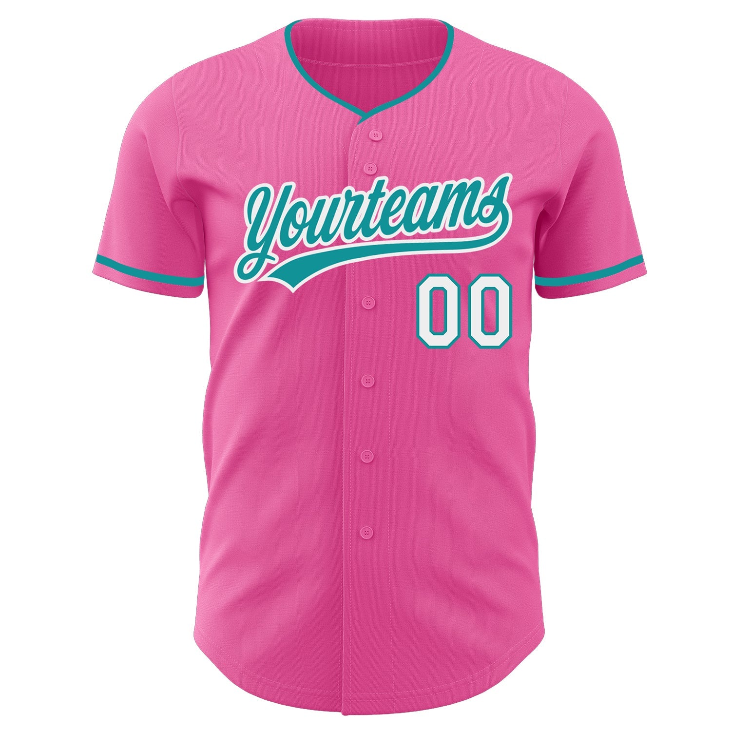 Custom Pink Teal-White Authentic Baseball Jersey