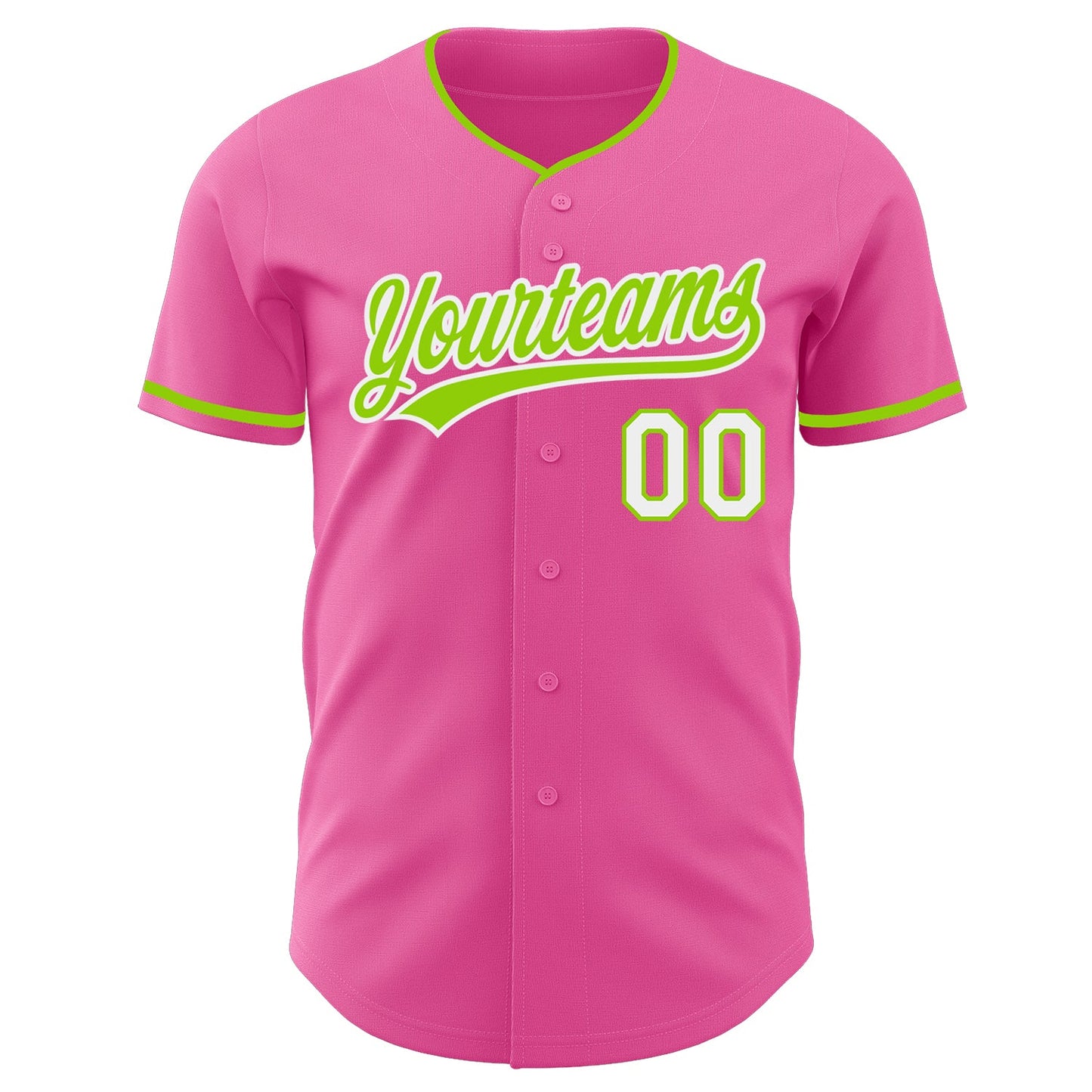 Custom Pink Neon Green Black-White Authentic Baseball Jersey