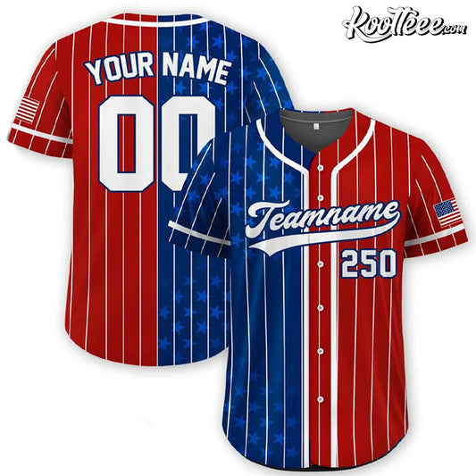 Pinstripe 250th America Anniversary 4th Of July Custom Baseball Jersey