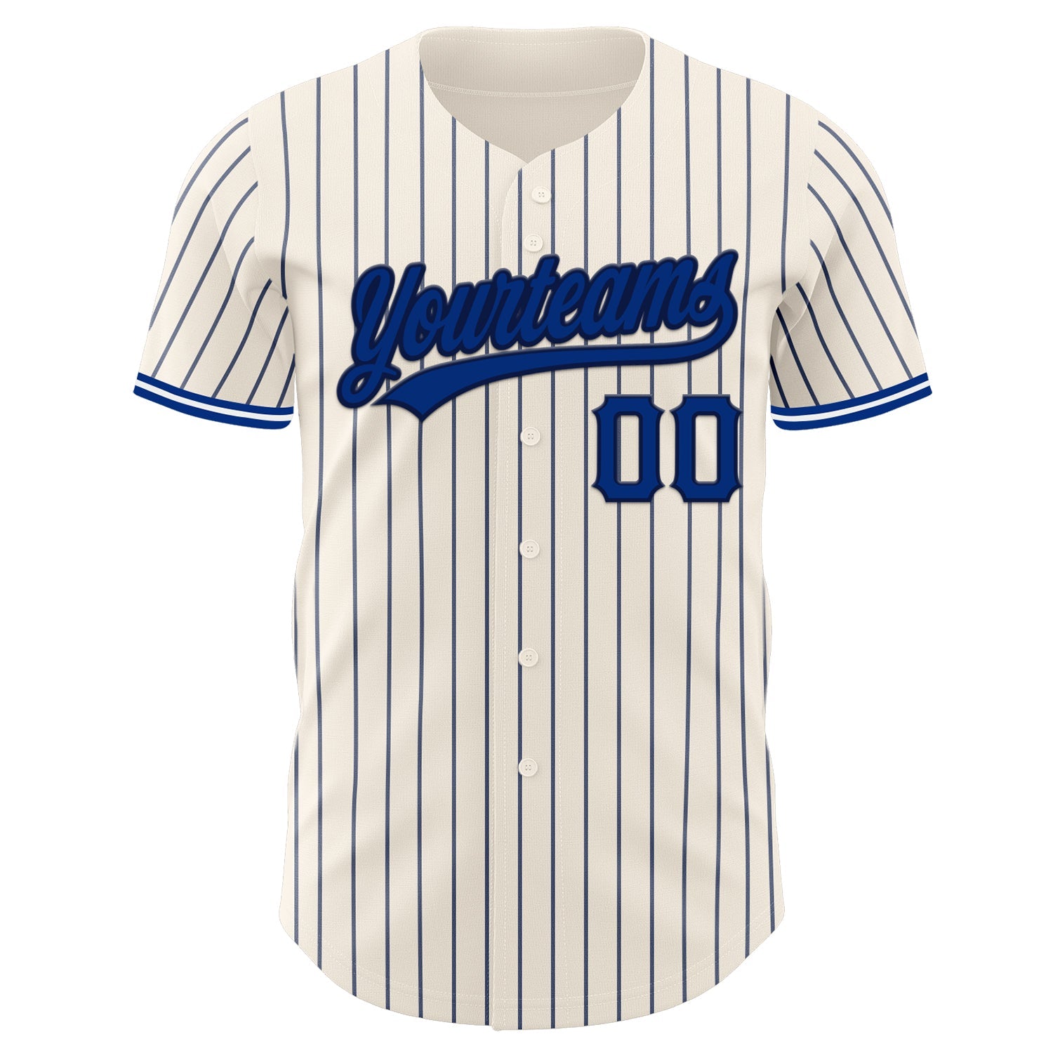 Custom Cream Navy Pinstripe Royal Navy-White Authentic Baseball Jersey