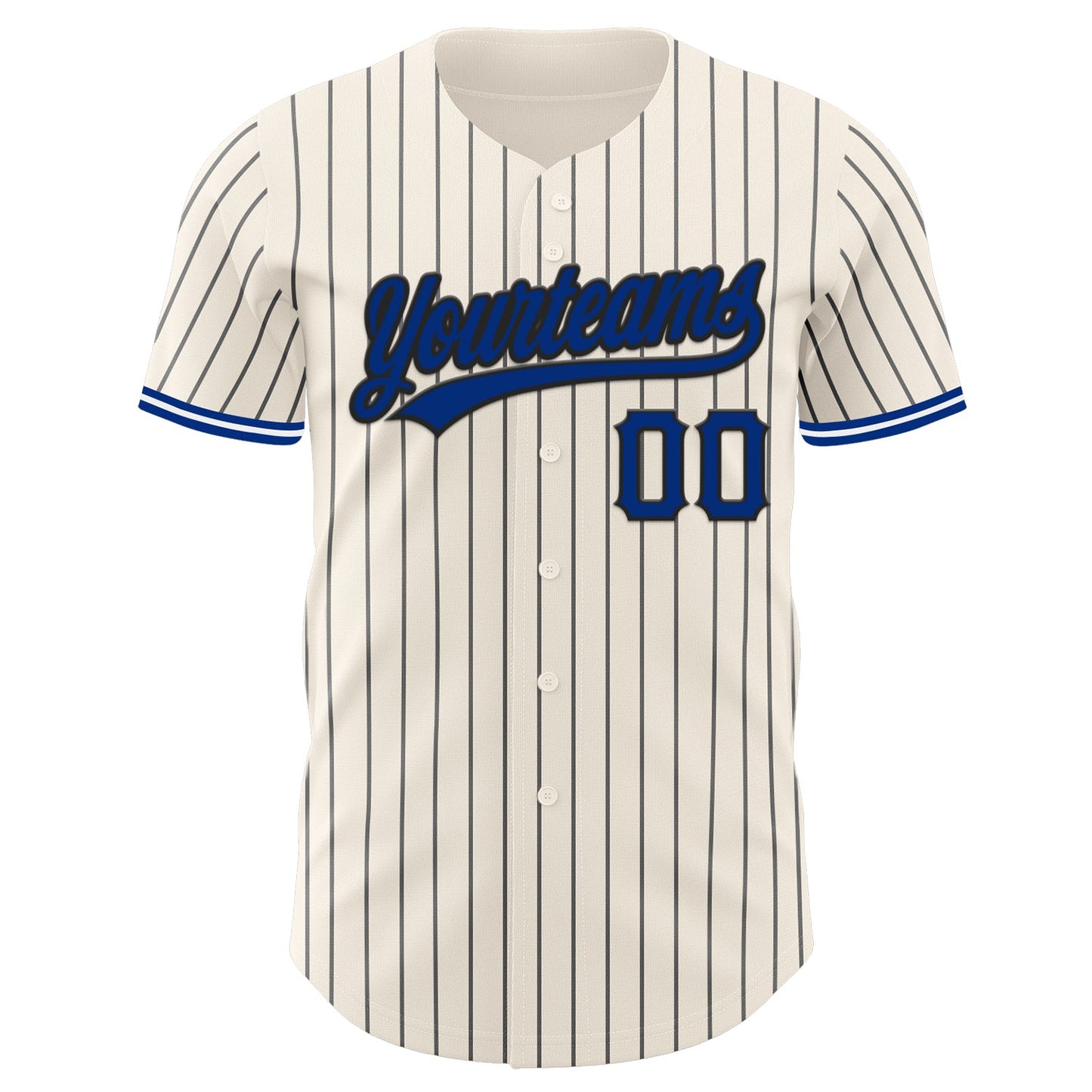 Custom Cream Black Pinstripe Royal Black-White Authentic Baseball Jersey