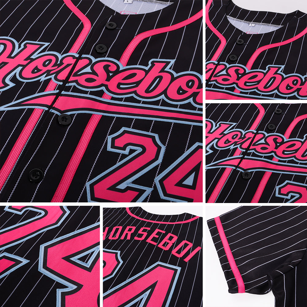 Custom Black Neon Green Pinstripe Neon Green Authentic Baseball Jersey