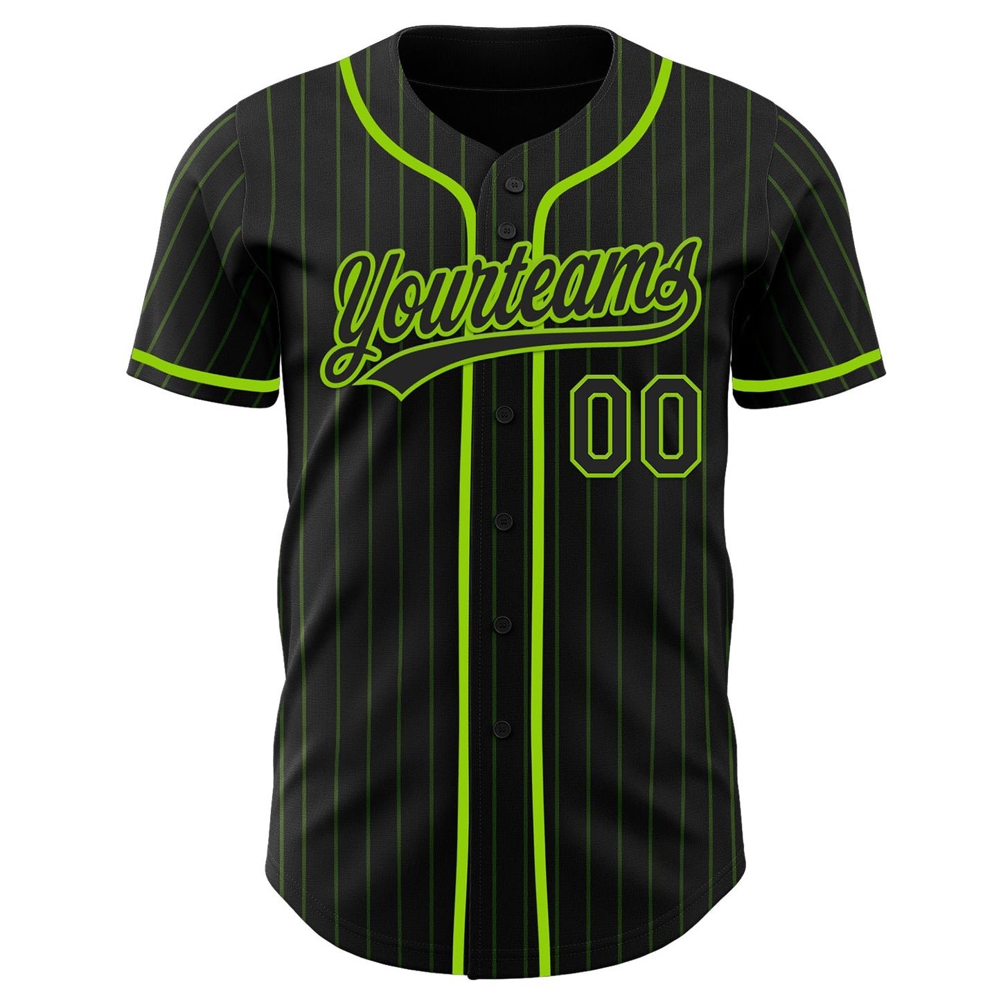Custom Black Neon Green Pinstripe Neon Green Authentic Baseball Jersey