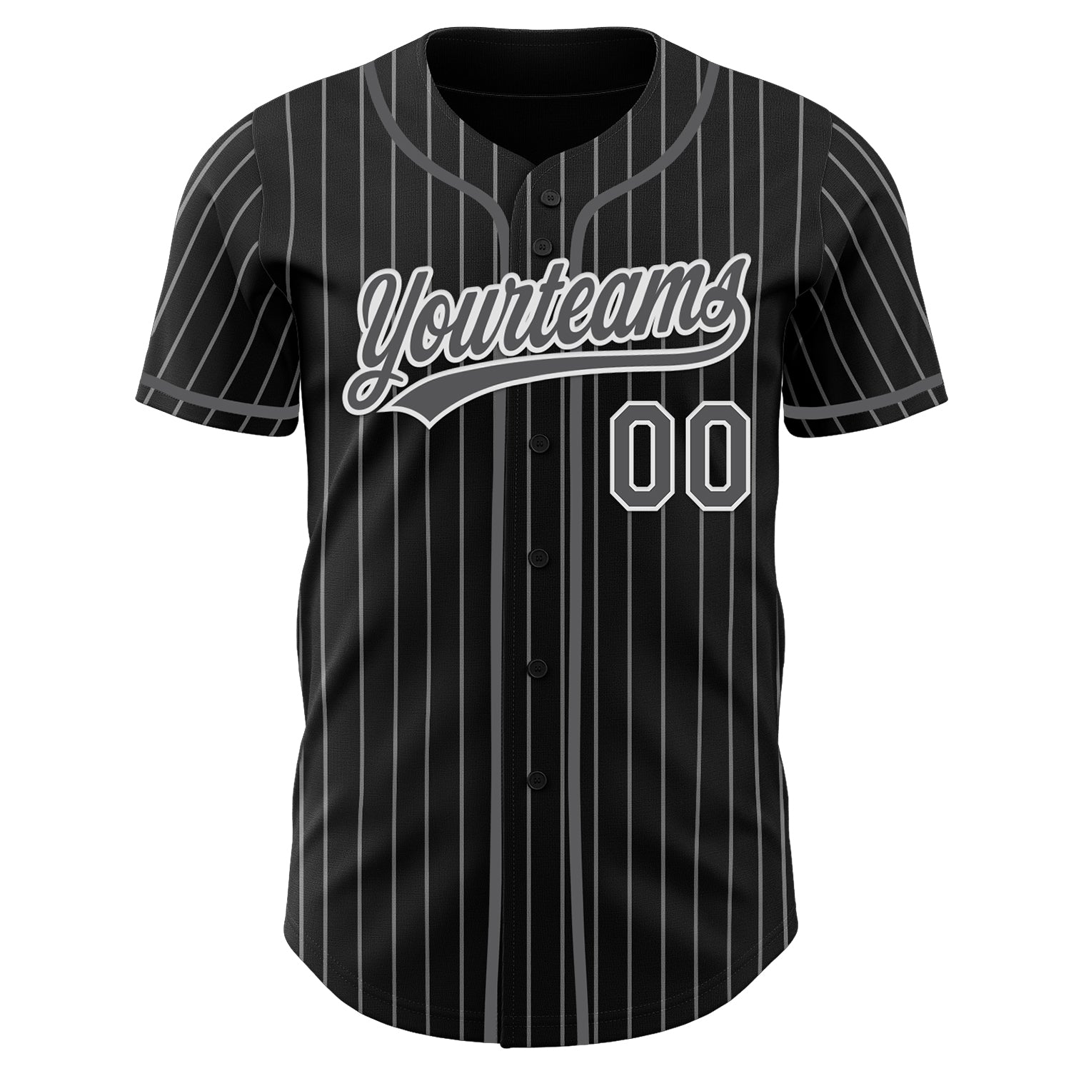 Custom Black White Pinstripe Steel Gray-White Authentic Baseball Jersey