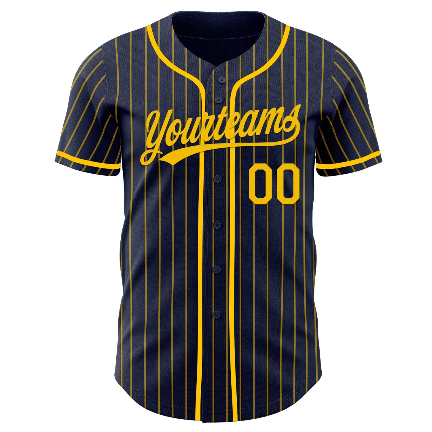 Custom Navy Yellow Pinstripe Yellow Authentic Baseball Jersey